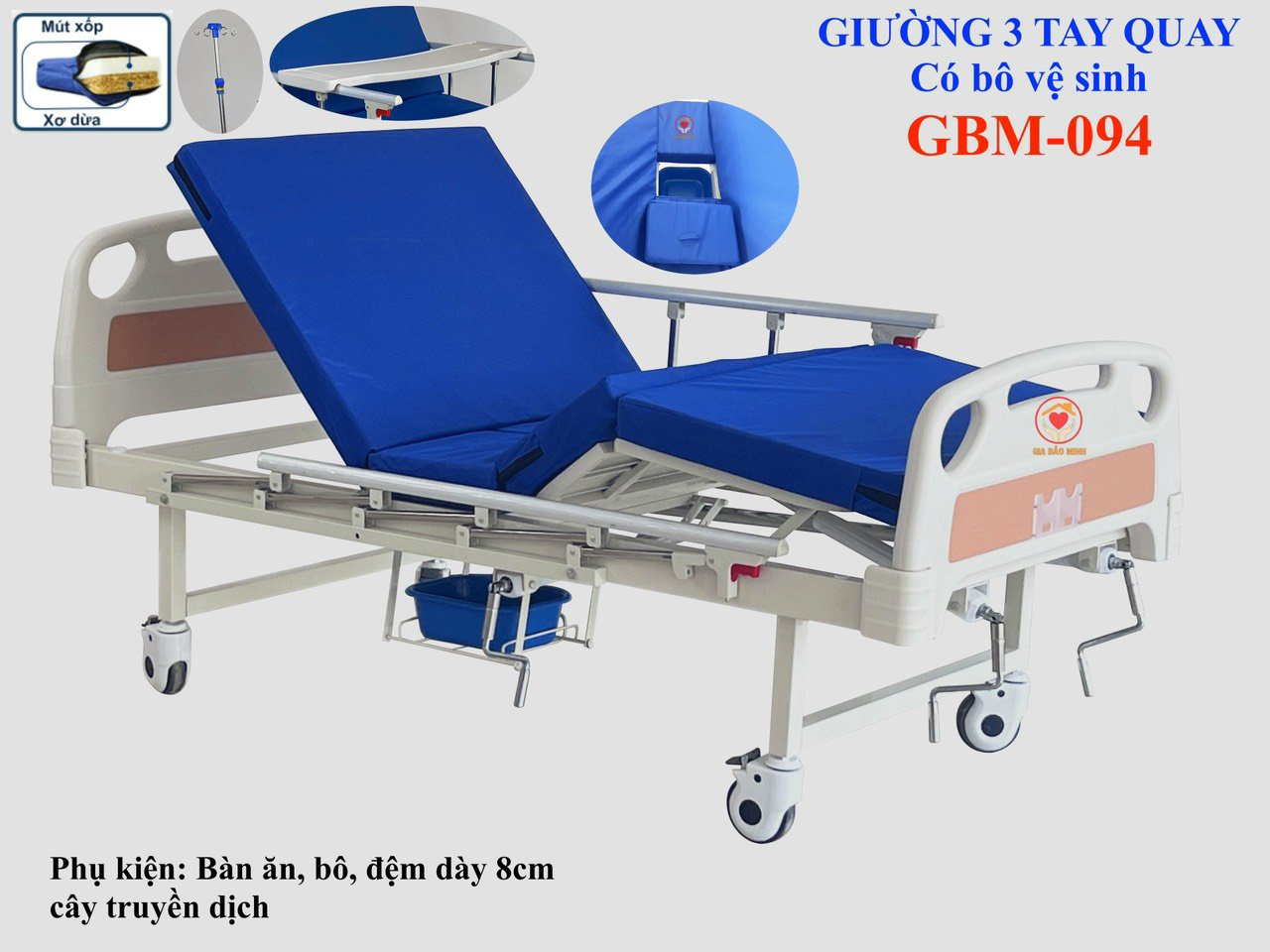  Giường 3 tay quay có bô GBM-094