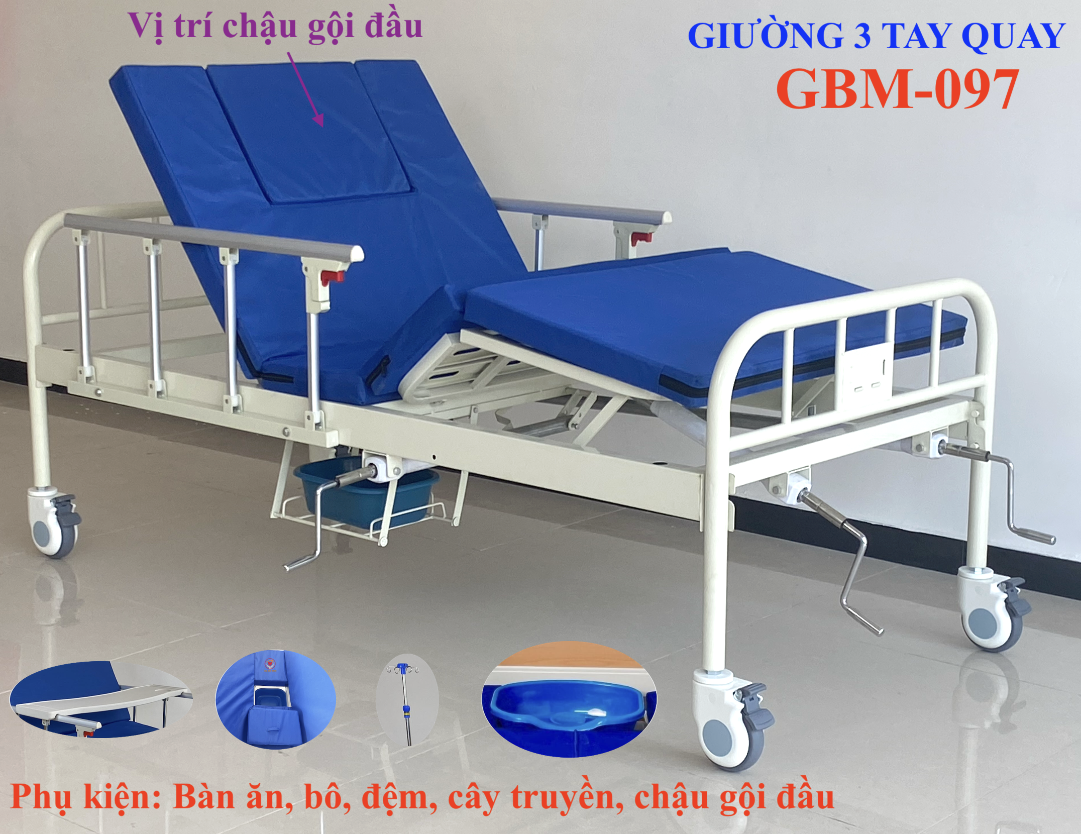  Giường 3 tay quay có bô GBM-097