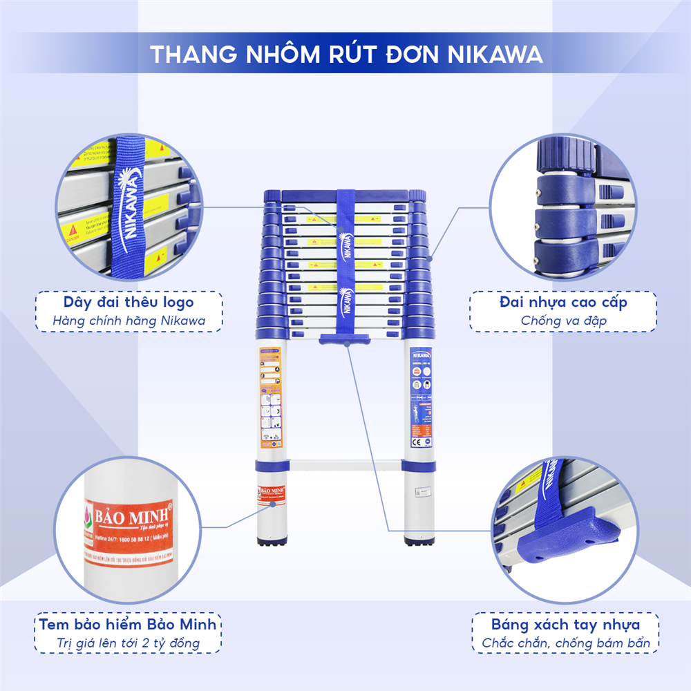  Thang nhôm rút đơn Nikawa NK-60 new